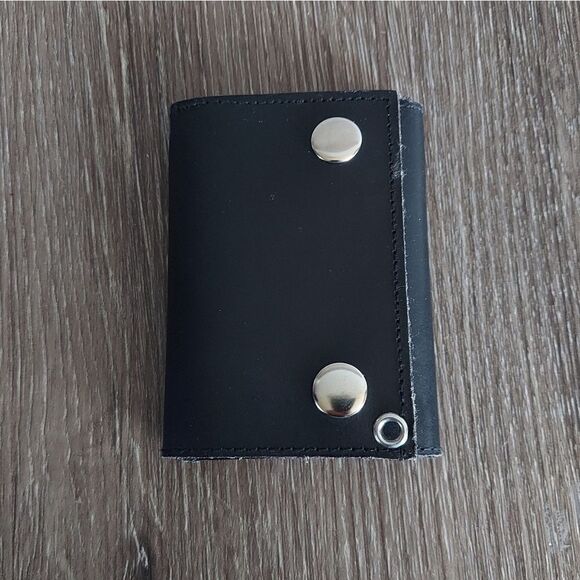 Black Trifold Biker's Wallet ID Card Holder  - Picture 1 of 6